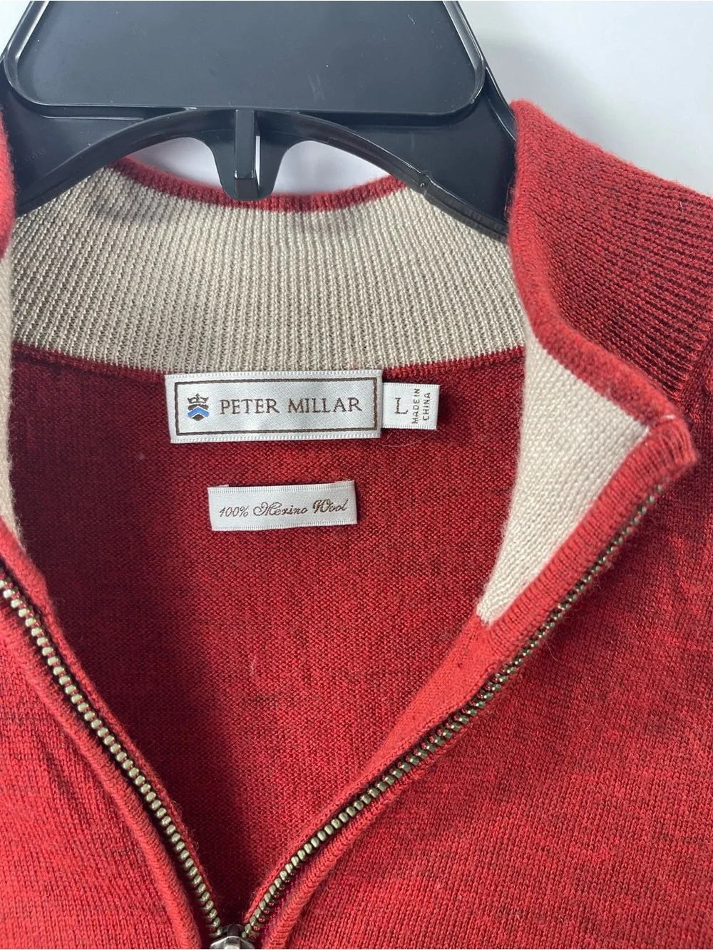 Peter Millar Maroon Italian Merino Wool Quarter-Zip Sweater Vest Large